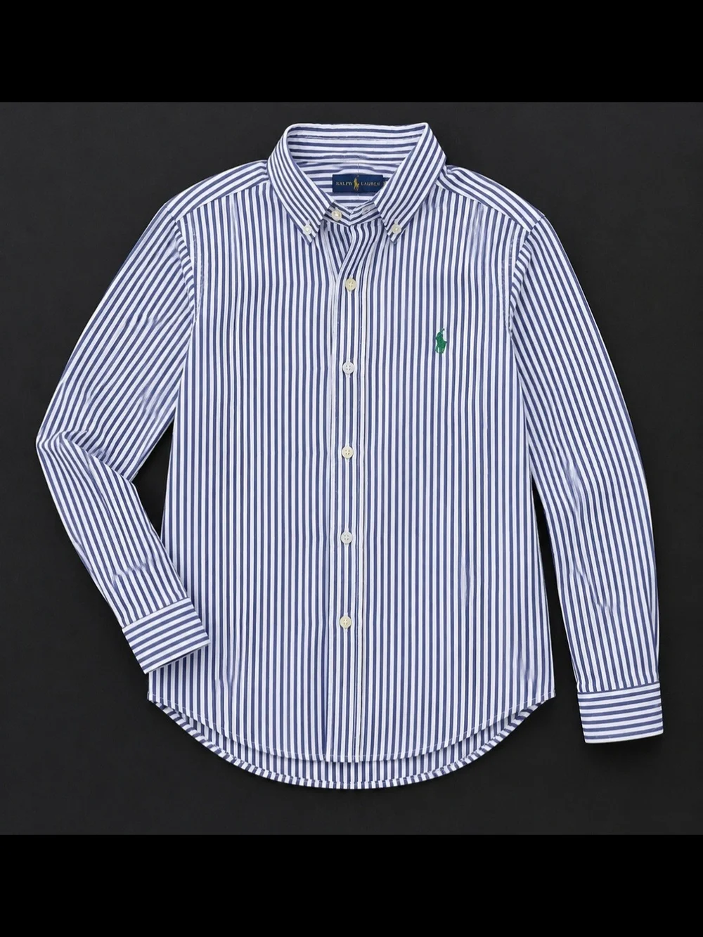 Ralph Lauren Boys' Navy and White Striped Button-Down Shirt Size 5